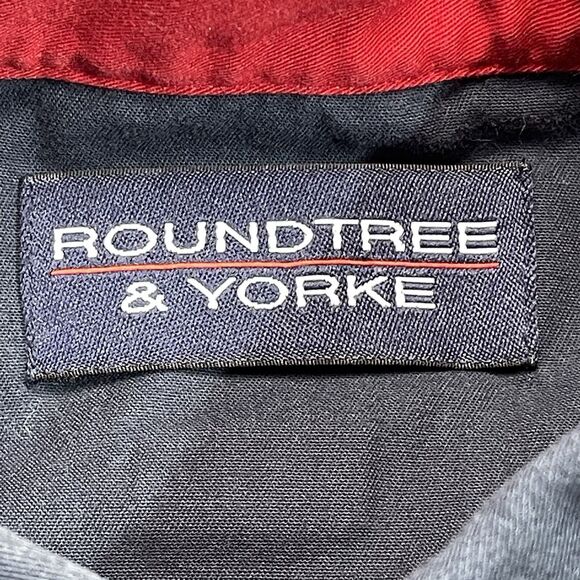 Roundtree & Yorke Shirt Mens Medium Color Block Stripe Patriotic Red White Blue - Picture 2 of 9